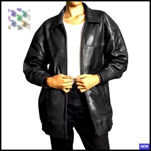 Oversized Lambskin Leather Jacket Modern Chic Peacoat Fall Fashion Statement
